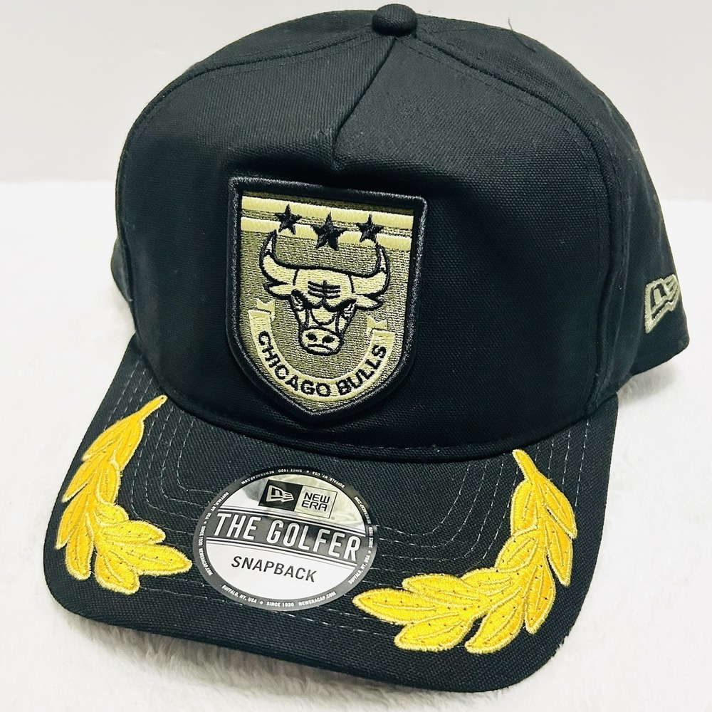 New Era Chicago Bulls Military A-Frame Golfer Snapback Hat Cap Adjustable Black